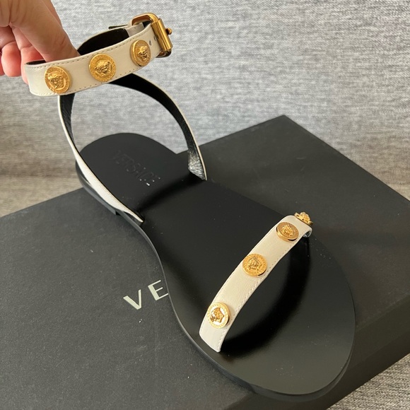 Versace Shoes - Versace Medusa White Leather Sandals size 38. NIB.!